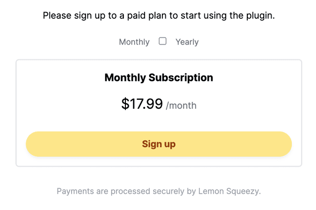 Billing page